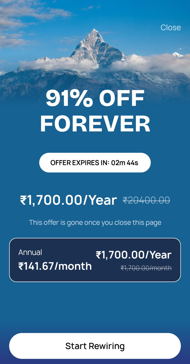 BlockerX's "91% off forever" offer, shown after we closed its first paywall
